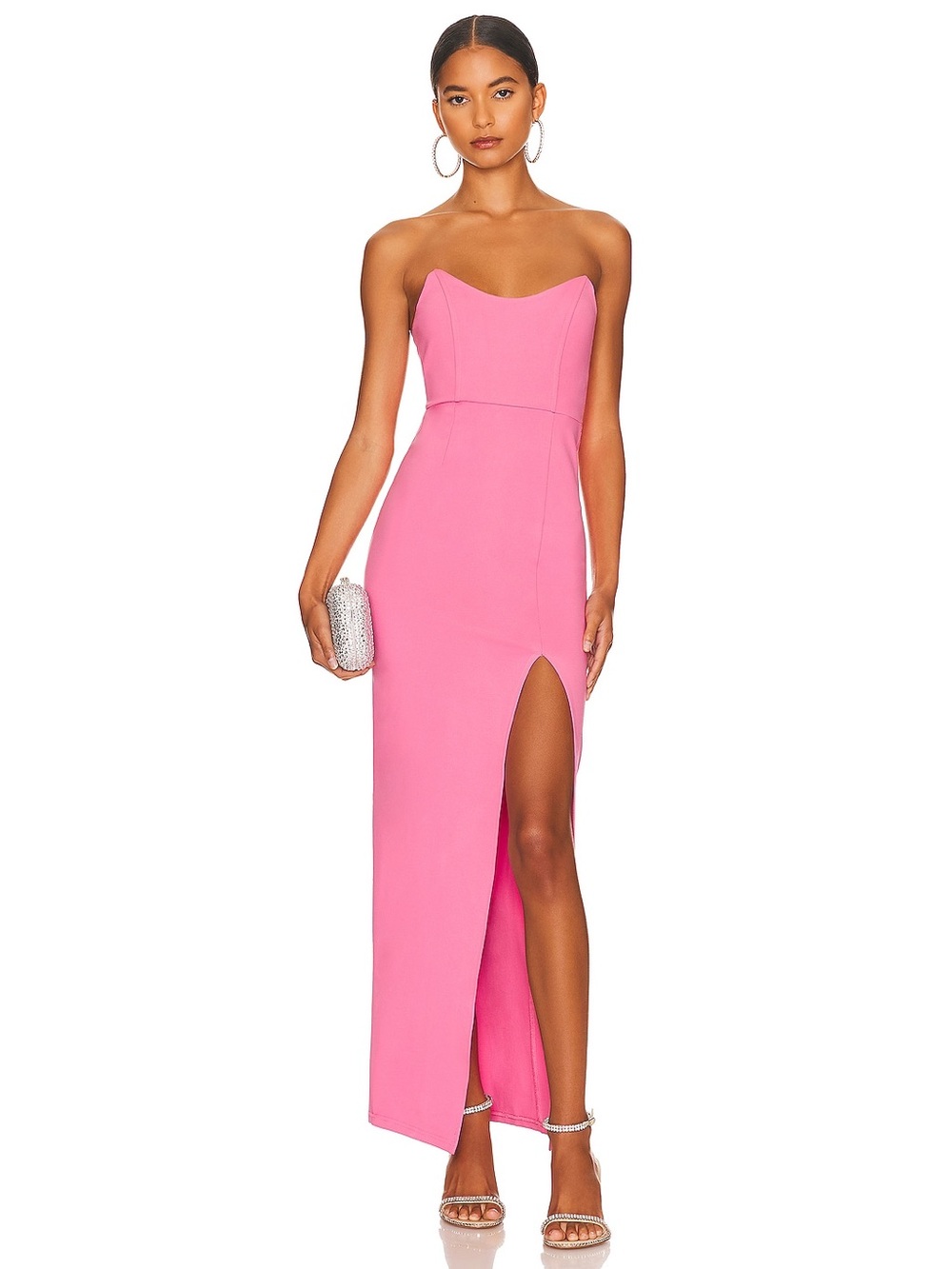 Superdown Revolve Ryleigh Strapless Slit Pink Maxi Cocktail Dress Size XS NWT